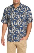 Men's Tommy Bahama Sahara Fronds Standard Fit Silk Camp Shirt, Size - Blue