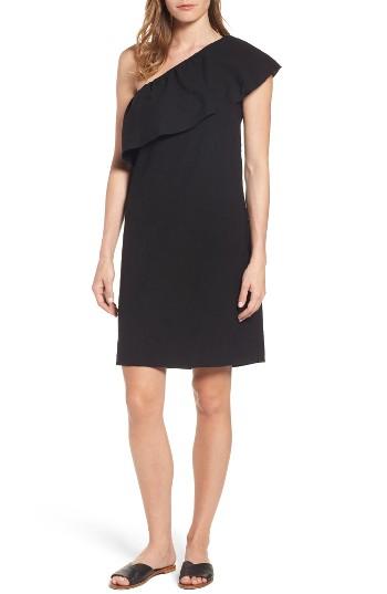 Women's 7 For All Mankind One-shoulder Ruffle Dress - Black