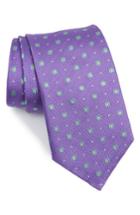 Men's David Donahue Neat Medallion Silk Tie, Size X-long - Purple