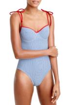 Women's J.crew Tipped Seersucker Underwire One-piece Swimsuit