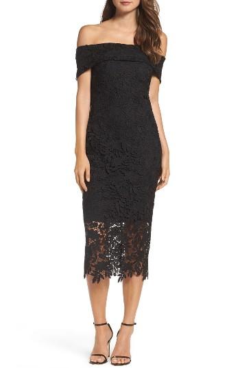 Women's Shoshanna Madison Off The Shoulder Dress - Black