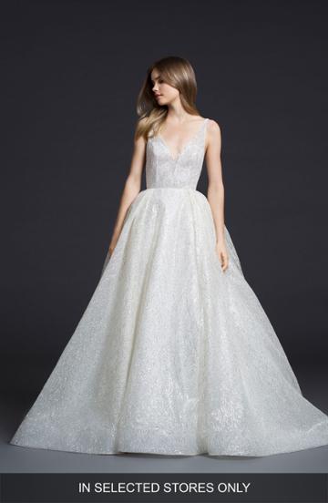 Women's Lazaro Glitter Tulle Ballgown, Size - Ivory