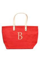 Cathy's Concepts 'nantucket' Monogram Jute Tote - Red
