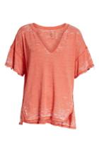Women's Free People Maddie Burnout Tee, Size - Coral