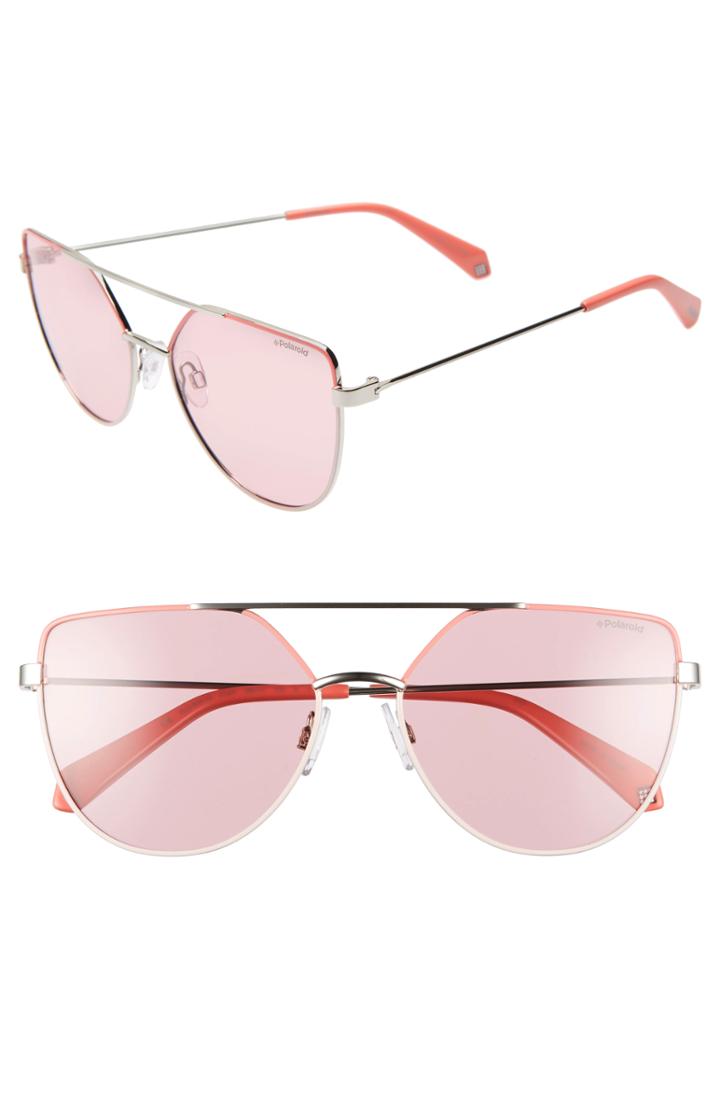 Women's Polaroid 58mm Polarized Sunglasses - Pink/ Silver
