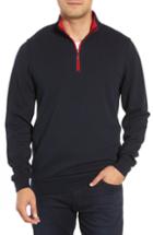 Men's Bugatchi Regular Fit Quarter Zip Pullover, Size - Blue