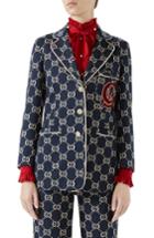 Women's Gucci Gg Embroidered Jersey Blazer Us / 46 It - Blue