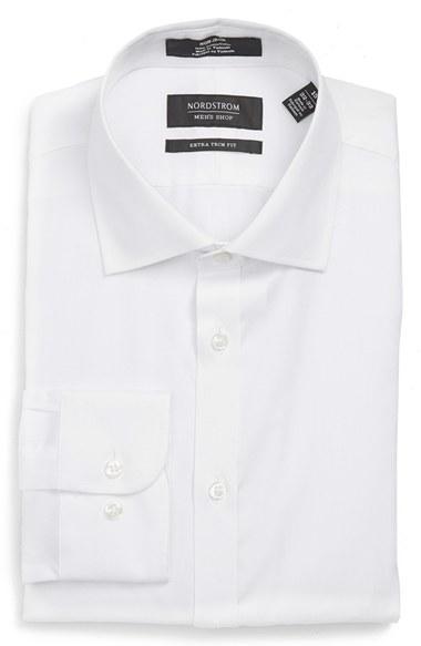 Men's Nordstrom Men's Shop Extra Trim Fit Non-iron Solid Dress Shirt .5 32/33 - White