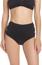 Women's Seafolly Cutout High Waist Bikini Bottoms Us / 8 Au - Black