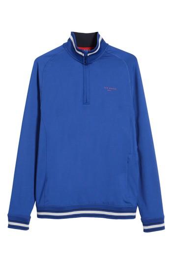Men's Ted Baker London Trim Fit Quarter Zip Golf Pullover (s) - Blue