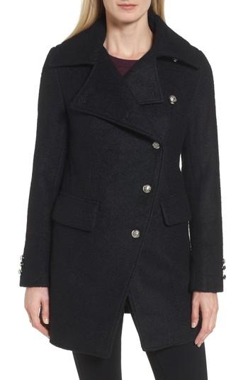 Women's Laundry By Shelli Segal Boucle Military Coat - Black