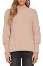 Women's Willow & Clay Fuzzy Mock Neck Sweater, Size - Coral