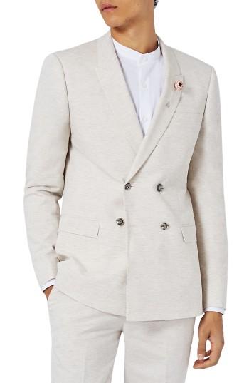Men's Topman Skinny Fit Double Breasted Marled Suit Jacket