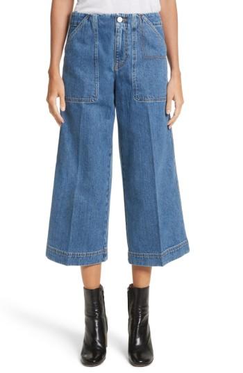 Women's Acne Studios Texa Wide Leg Crop Jeans Us / 34 Eu - Blue