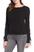 Women's Halogen Lace-up Sleeve Sweater - Black