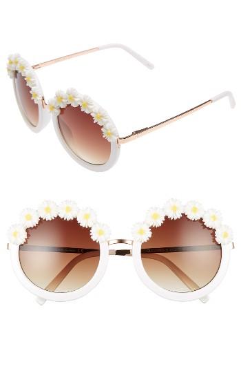 Women's Circus By Sam Edelman 52mm Round Sunglasses - White