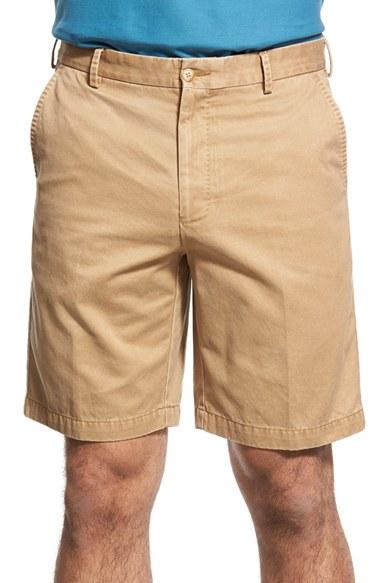 Men's Peter Millar 'winston' Washed Twill Flat Front Shorts - Brown