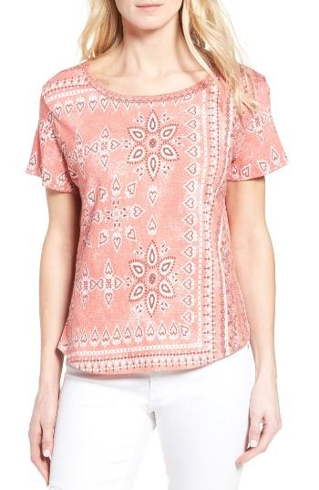 Women's Caslon Print Crinkle Cotton Blend Top - Pink