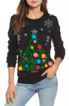 Women's Ten Sixty Sherman Tinsel Christmas Tree Sweater - Black