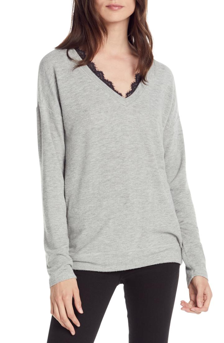 Women's Michael Stars Madison Lace Detail Long Sleeve Top - Grey