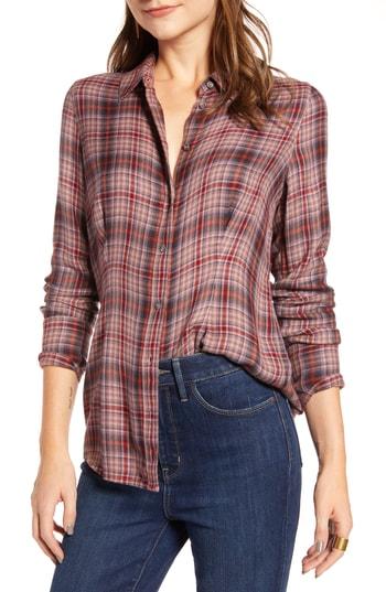 Women's Treasure & Bond Plaid Corset Shirt, Size - Purple