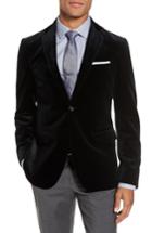 Men's Strong Suit Noble Trim Fit Velvet Blazer R - Black