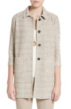 Women's St. John Collection Chevron Knit Shantung Jacket - Brown