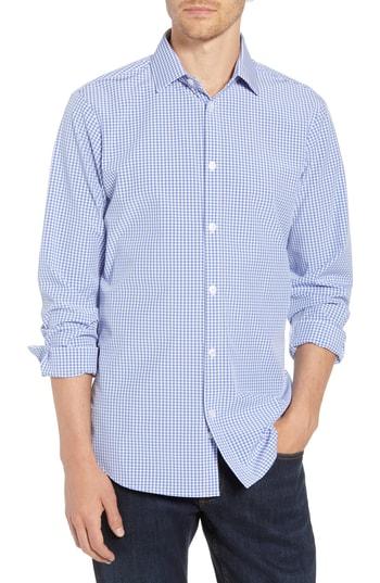 Men's Mizzen+main Allen Slim Fit Gingham Performance Sport Shirt - Blue