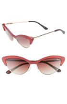 Women's Quay Australia All Night 60mm Cat Eye Sunglasses - Red/ Brown