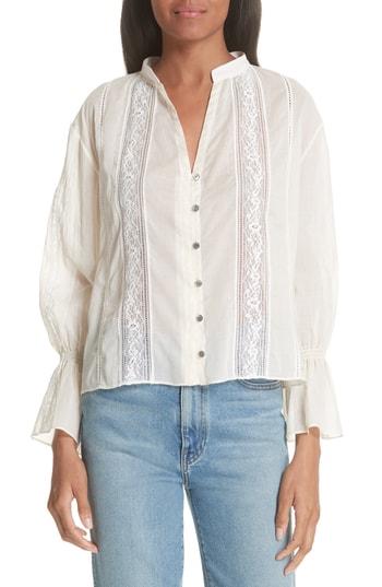 Women's Cinq A Sept Ariel Lace Detail Blouse - Ivory