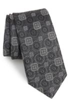 Men's Nordstrom Men's Shop Morristown Medallion Silk Tie, Size - Grey