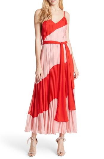 Women's Alice + Olivia Rozlyn Pleat Colorblock Maxi Dress - Red