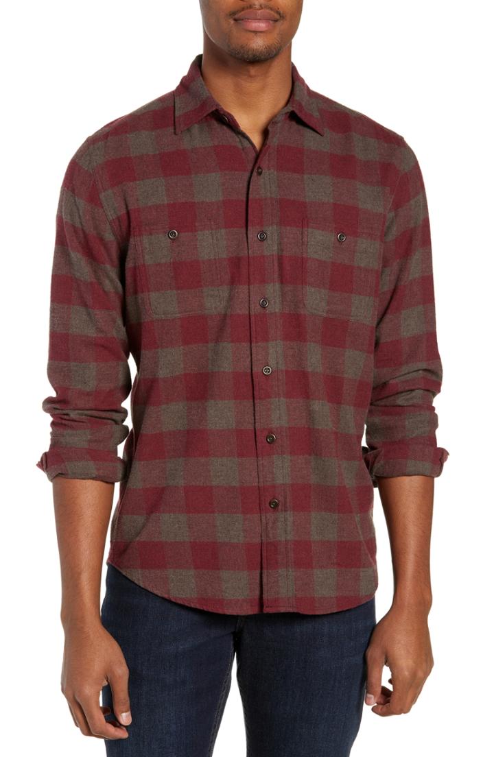 Men's Faherty Seasons Regular Fit Check Flannel Shirt - Red