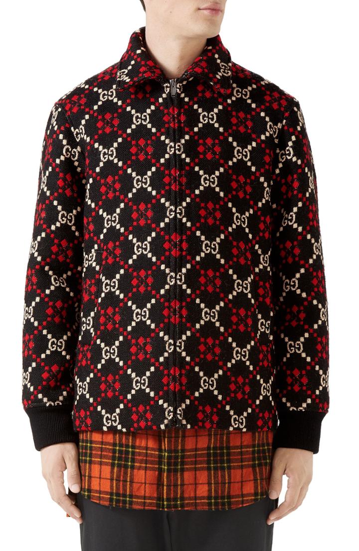 Men's Gucci Gg Wool Jacket Eu - Black