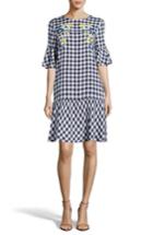 Women's Eci Embroidered Checker Shift Dress - Blue