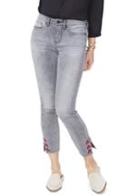 Women's Nydj Ami Rose Embroidered Slit Hem Ankle Jeans - Grey