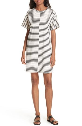 Women's Theory Relaxed Combo Stripe Shift Dress, Size - Ivory