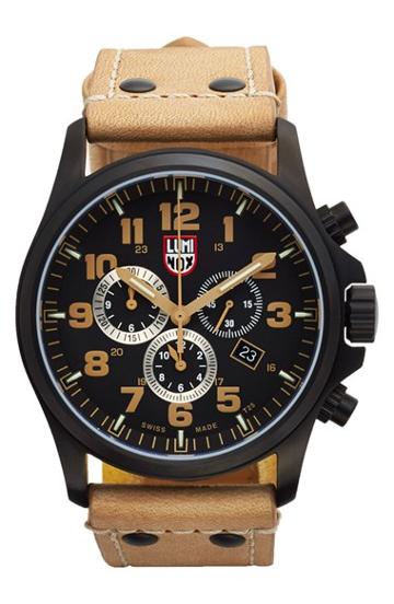 Men's Luminox 'land - Atacama Field' Chronograph Leather Strap Watch, 45mm