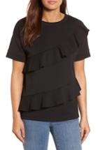 Women's Halogen Ruffle Front Neopene Sweatshirt - Black
