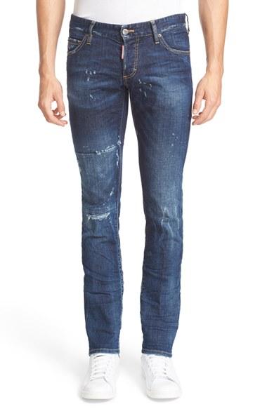 Men's Dsquared2 Distressed Slim Fit Jeans Eu - Blue
