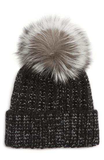Women's Kyi Kyi Beanie With Genuine Fox Fur Pom -