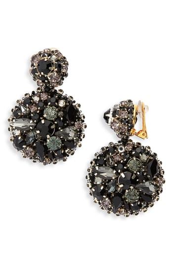 Women's Oscar De La Renta Bold Disc Crystal Drop Earrings