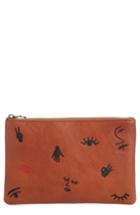 Women's Madewell The Leather Pouch Clutch: Embroidered Icon Edition - Brown