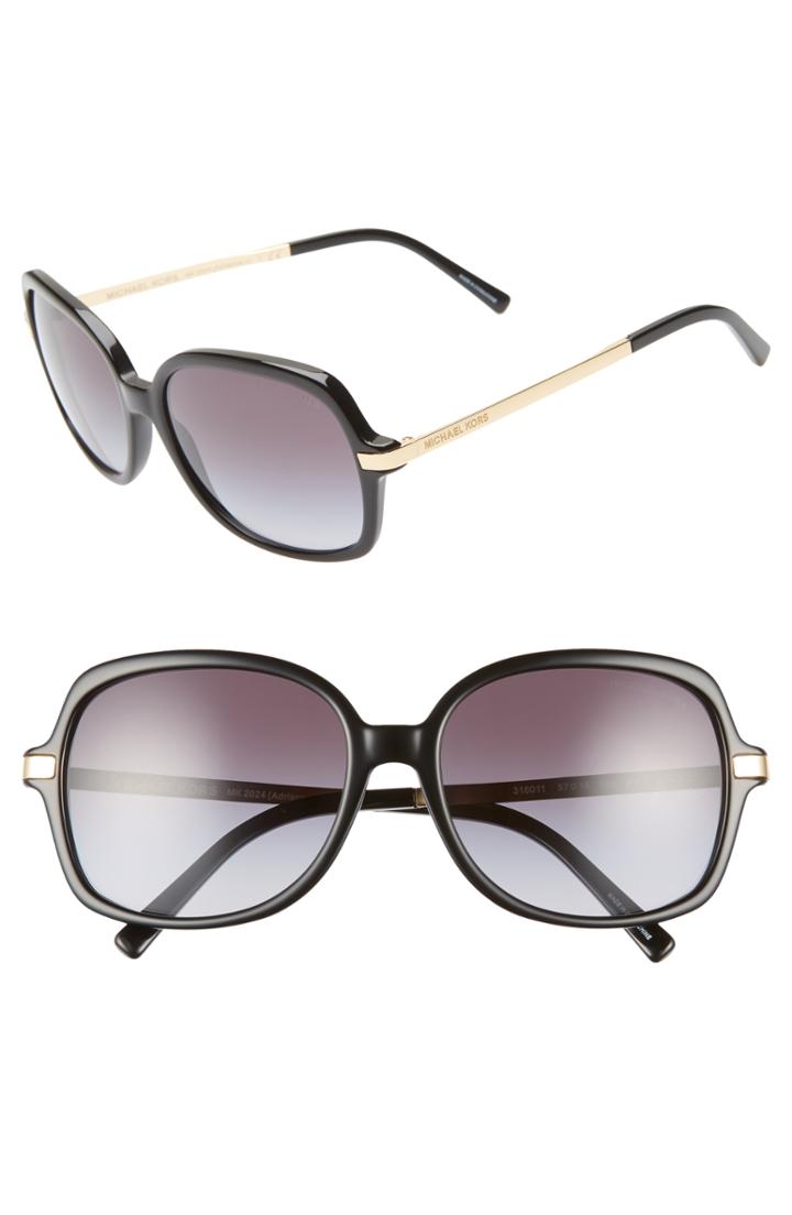 Women's Michael Kors 57mm Gradient Square Sunglasses - Black/ Gold/ Black Gradient