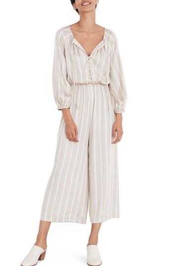 Women's Madewell Cypress Stripe Jumpsuit, Size - Beige