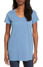 Women's Eileen Fisher U-neck Organic Cotton Tee, Size - Blue