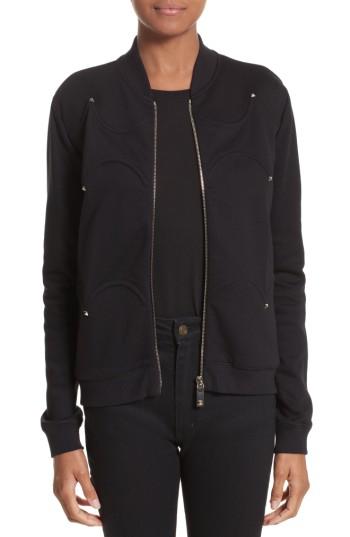 Women's Valentino Rockstud Scalloped Sweatshirt - Black