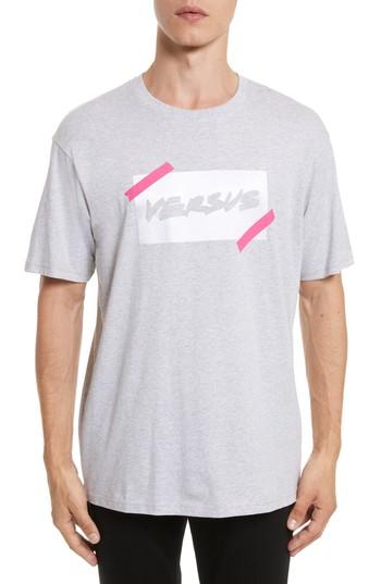 Men's Versus By Versace Tape Logo Graphic T-shirt - Grey
