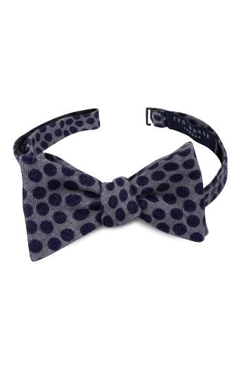 Men's Ted Baker London Dot Wool Bow Tie, Size - Blue