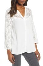 Women's Wit & Wisdom Lace Sleeve Blouse - White